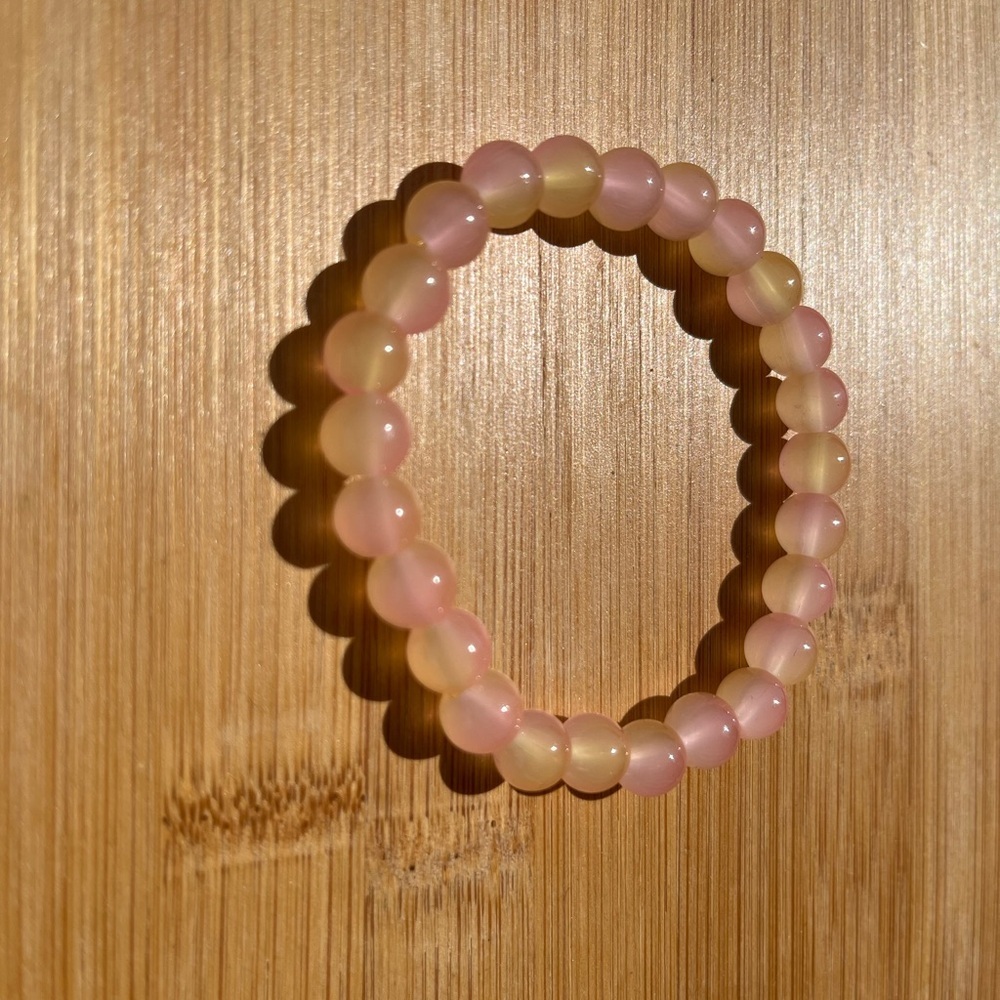 Elegant Pink and Yellow Bohemian Style 8mm Beaded Bracelet Unisex - Picture 3 of 10